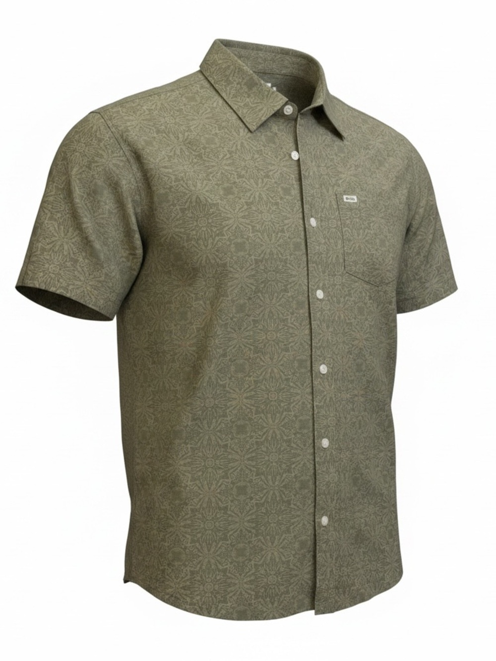 O’Neill Men’s Small Short Sleeve Button Up Shirt Olive Floral Print Standard Fit